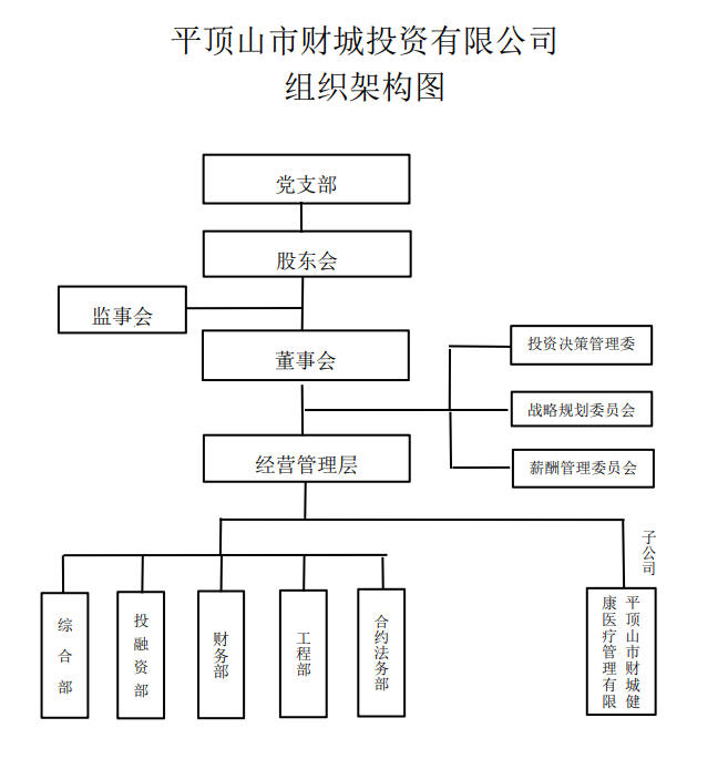 平頂山市財城投資有限公司組織架構 平頂山市財城投資有限公司組織架構